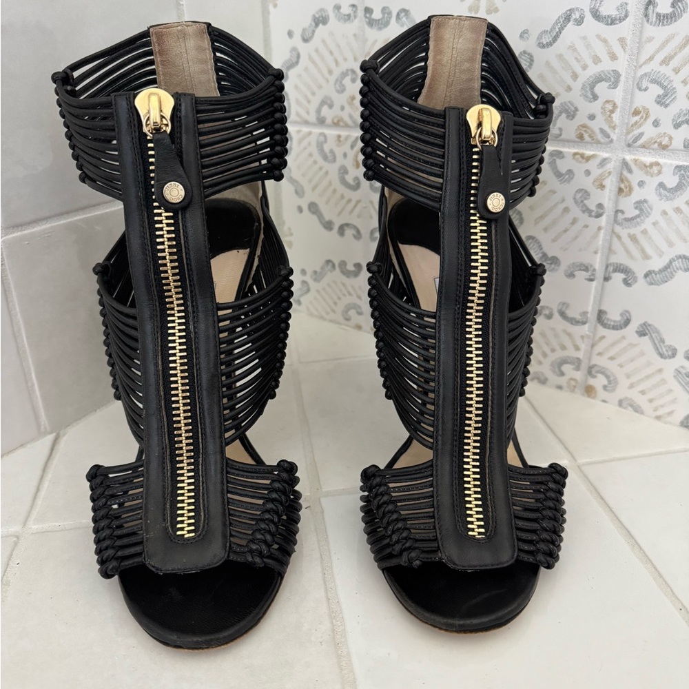 Jimmy Choo Kattie Zip-Front Strap Sandals